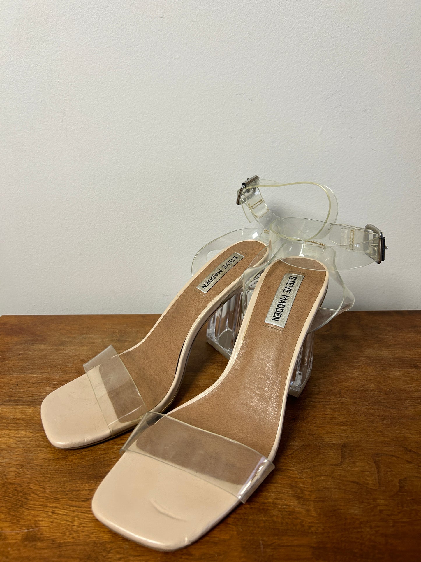 Steve Madden Nude/Clear Acrylic Sandal Heels - 8.5