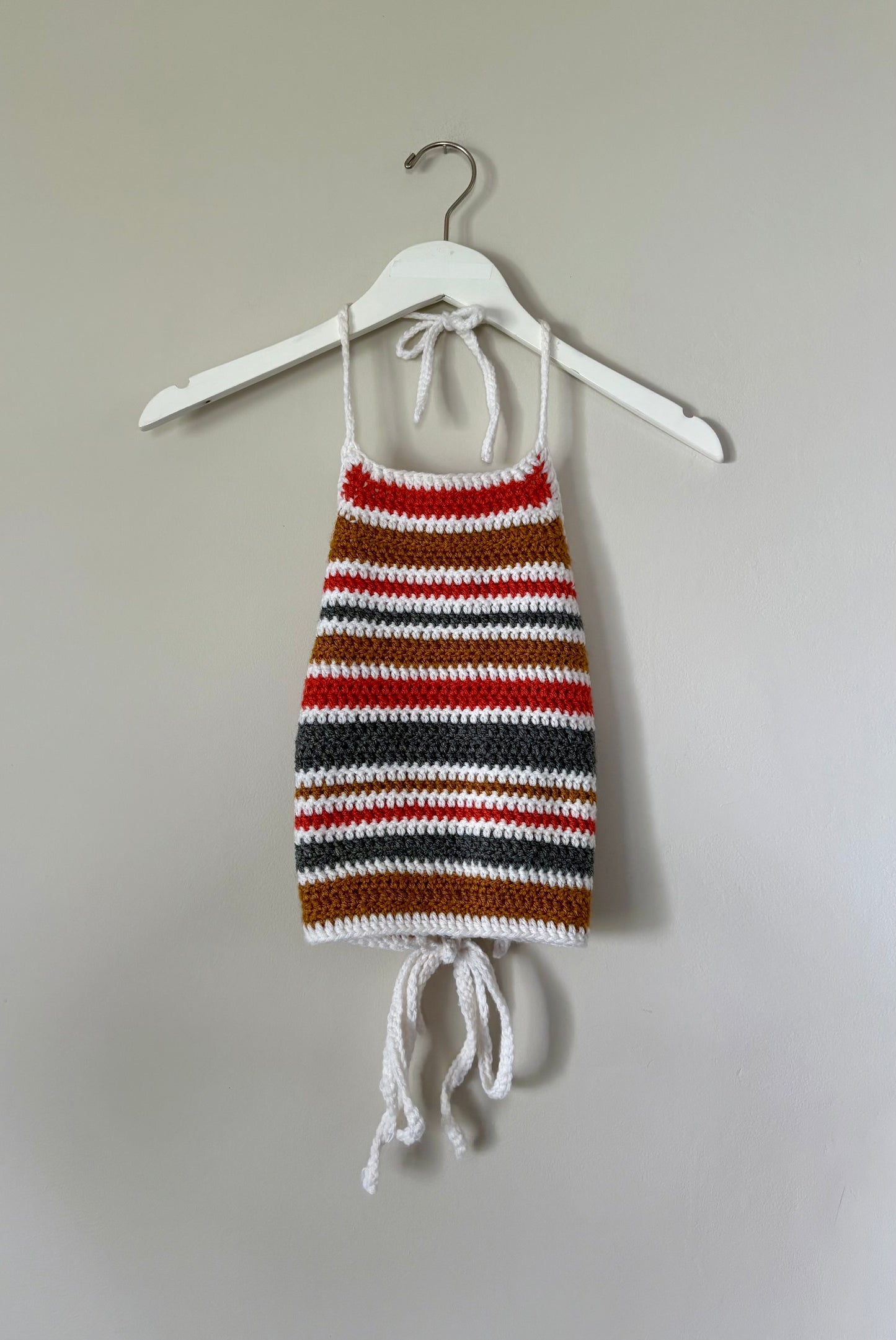 Handmade Crochet Striped Halter Top - XS/S