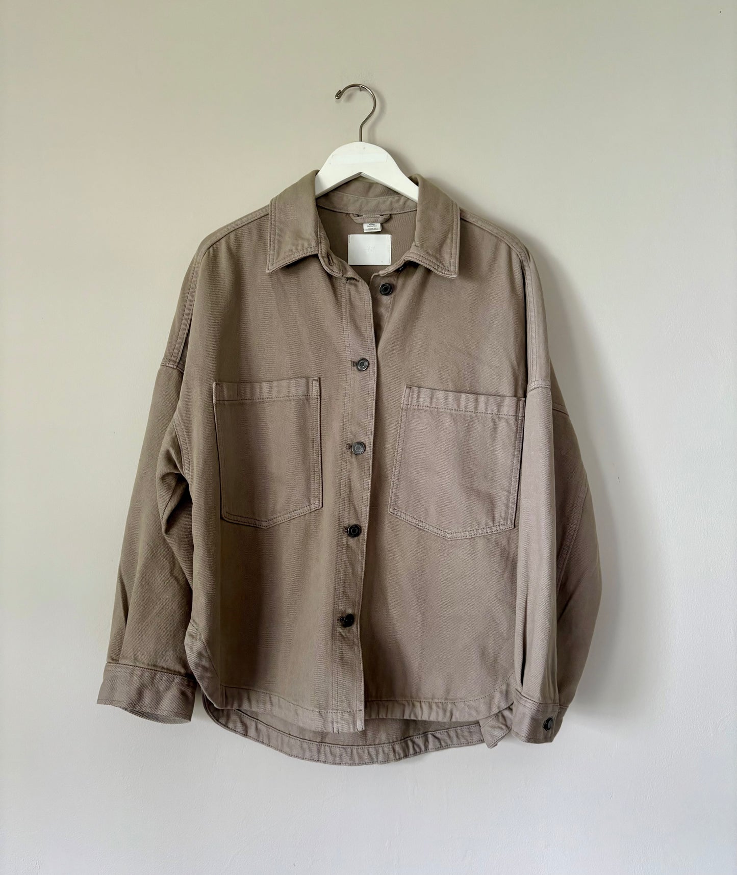H&M Beige Twill Button Up Jacket - S