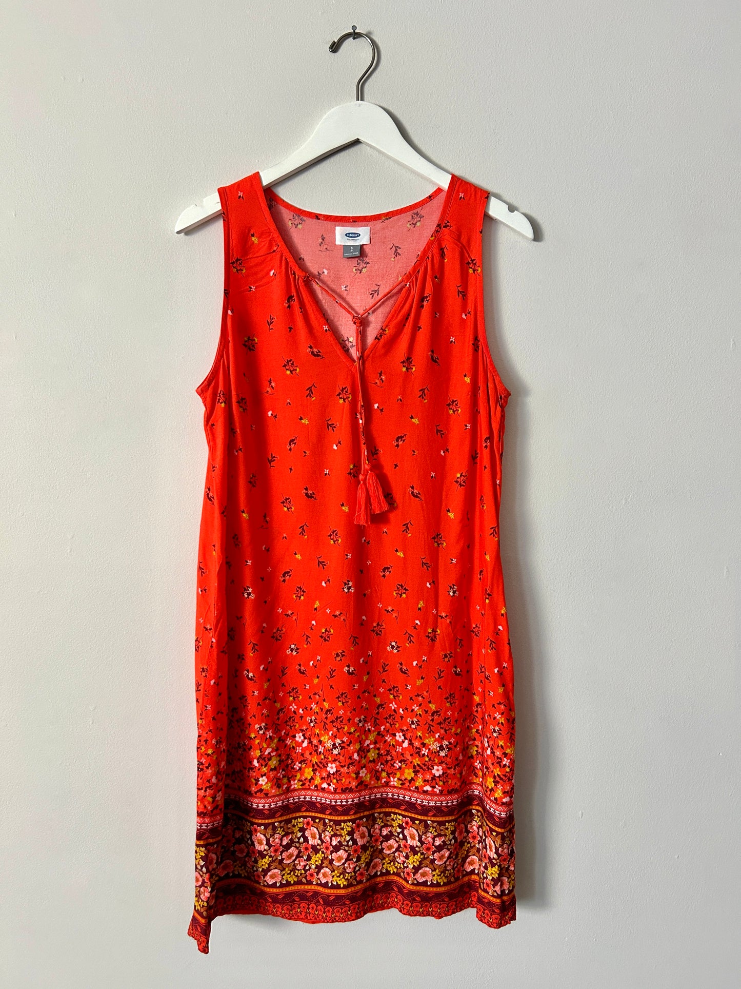 Old Navy Orange Floral Tank Dress - Small