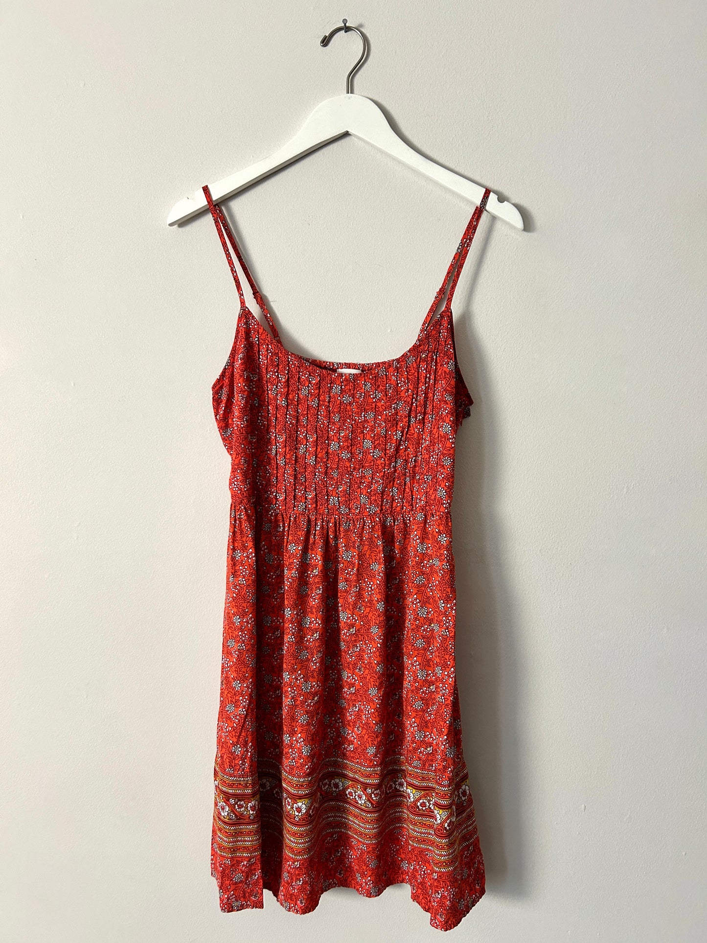 Old Navy Orange Floral A-Line Dress - Small