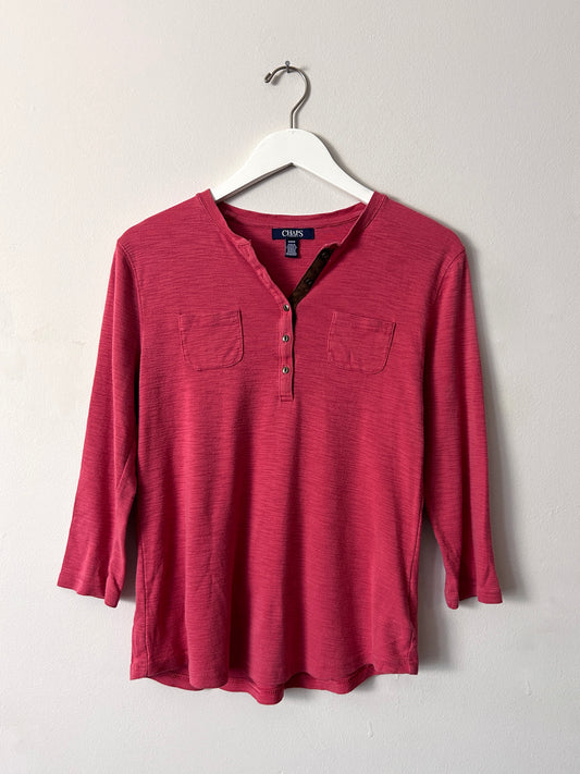 Chaps Pink Henley - Medium