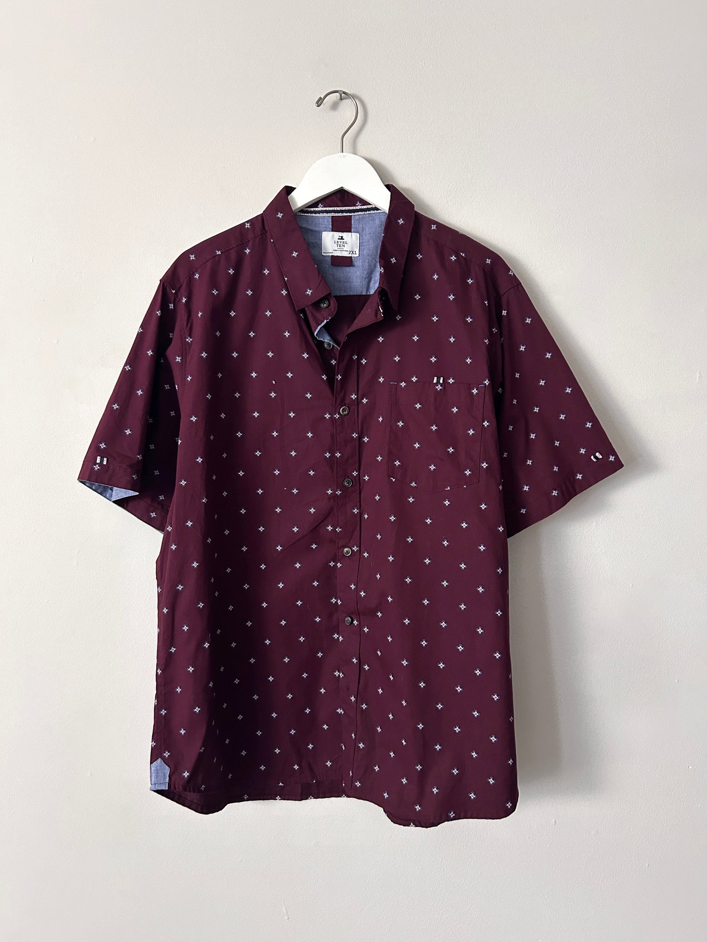 Level Ten Short Sleeve Pattern Button Front Shirt - 2XL