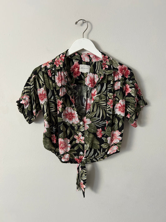 American Eagle Crop Hawaiian Shirt - XS