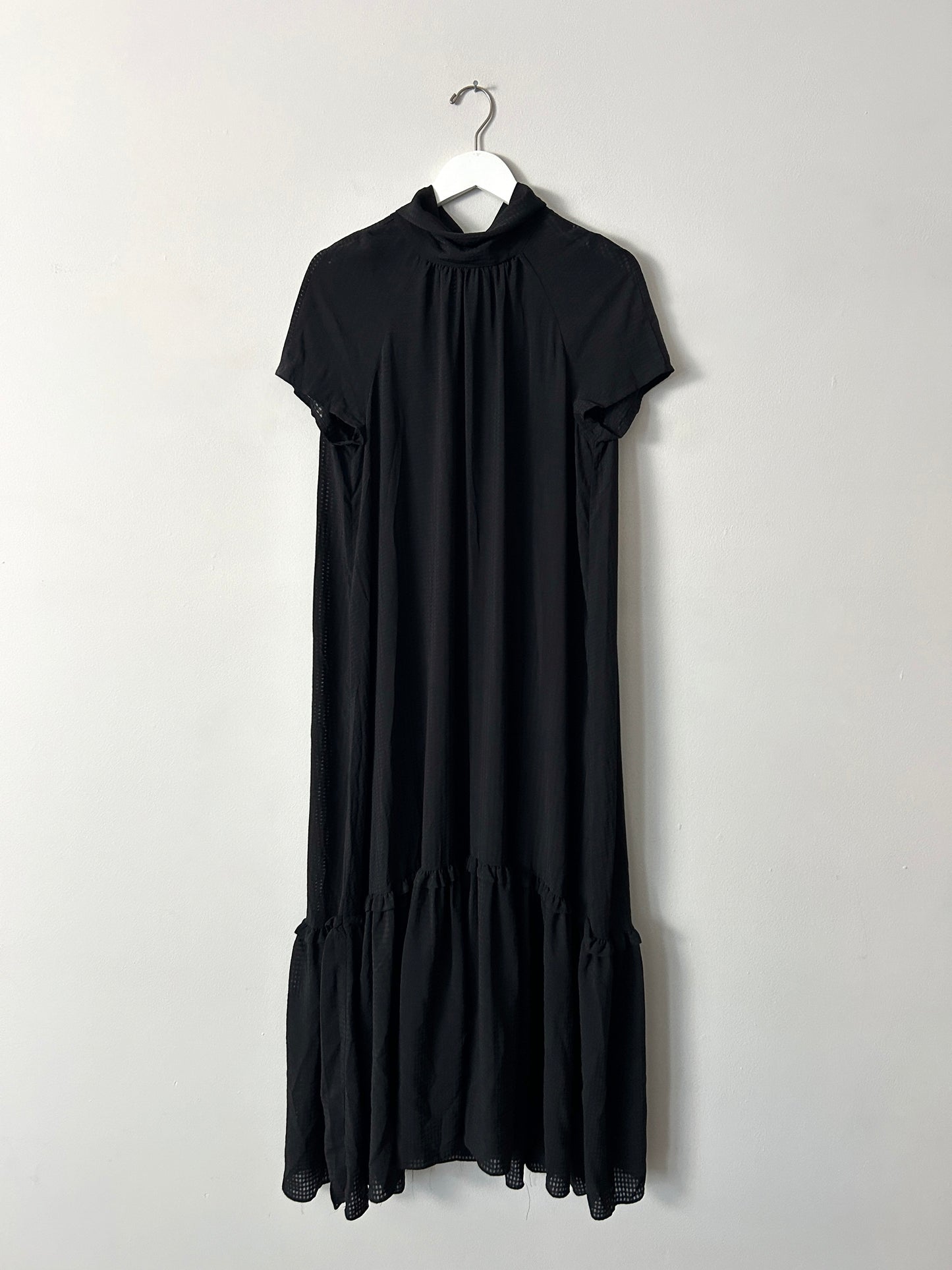 Topshop Black Seersucker Maxi Dress - 8