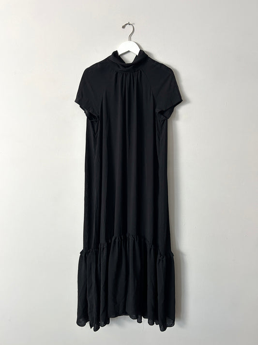 Topshop Black Seersucker Maxi Dress - 8