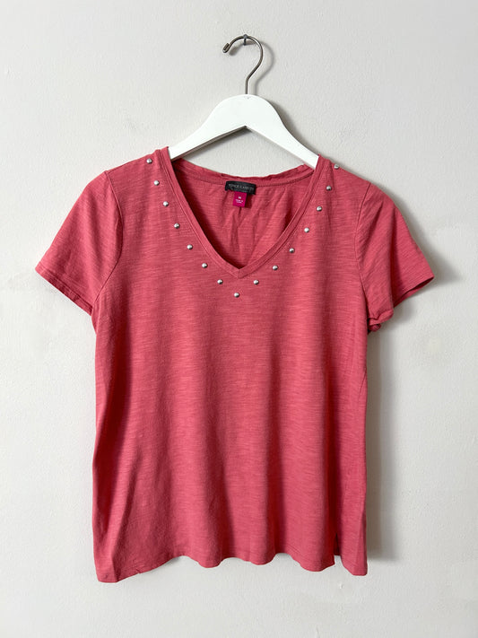 Vince Camuto Pink V Neck Top - Medium