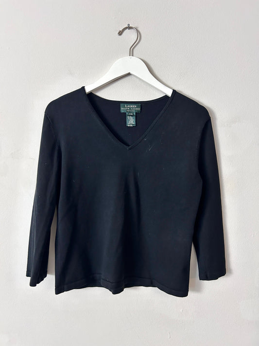 Ralph Lauren Black V Neck Top - Medium