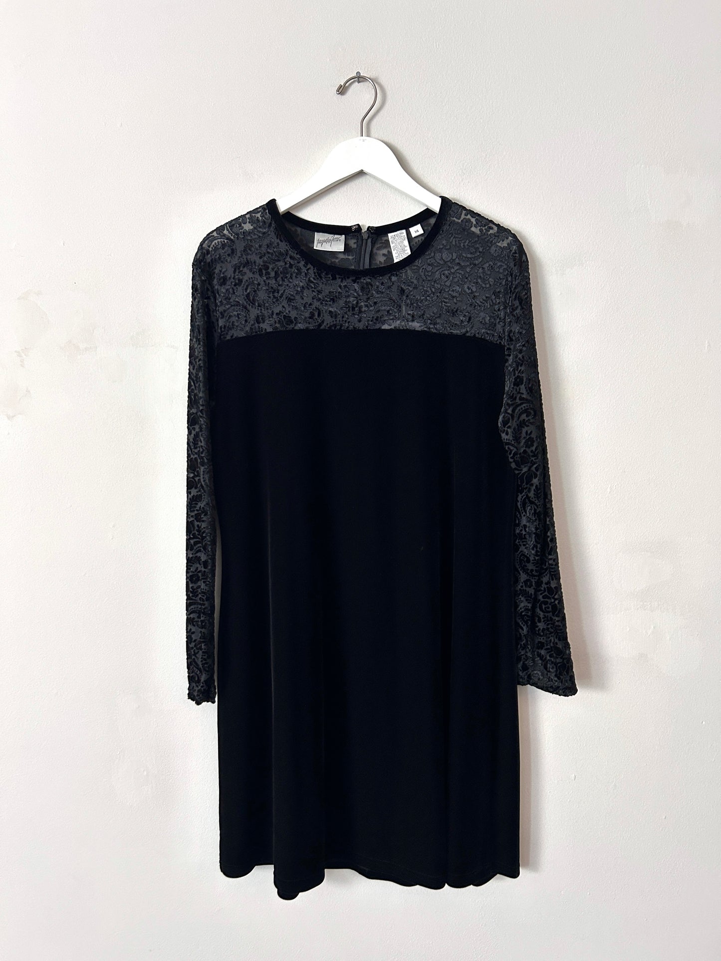 Vintage Jacqueline Ferrar Black Velvet Dress - 14