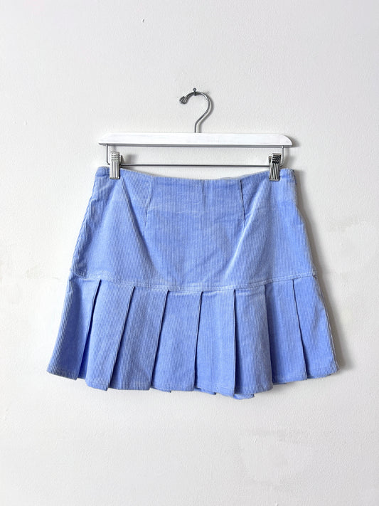 Forever 21 Blue Corduroy Pleated Skirt