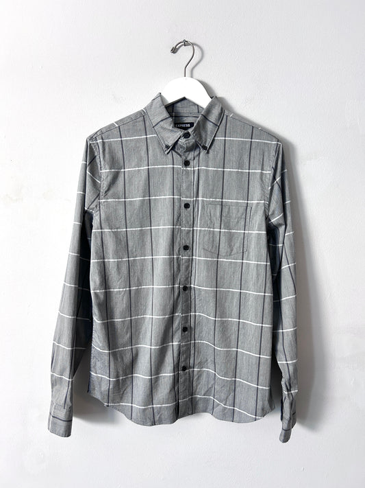 Express Grey Button Down Shirt - Small