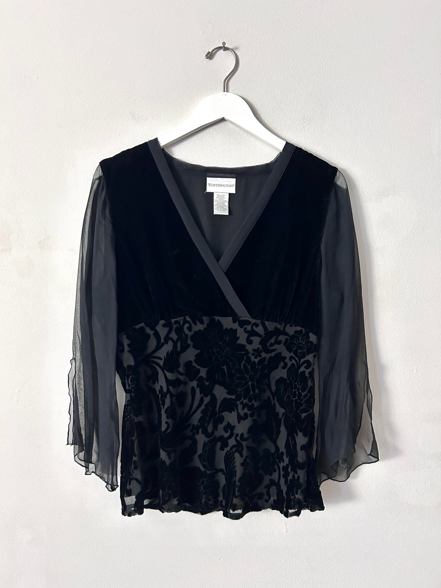 Vintage Worthington Black Velvet Top - Medium