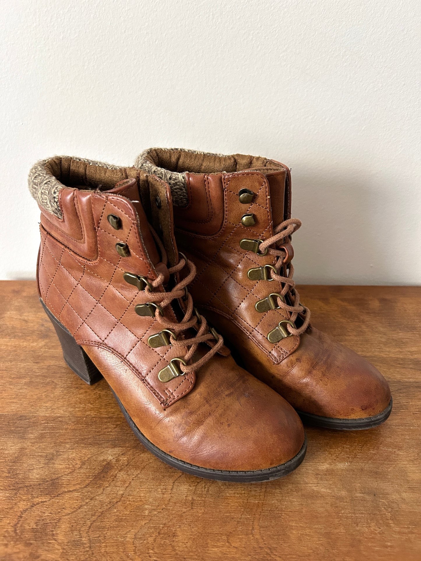 MIA Brown Quilted Ankle Booties - 7