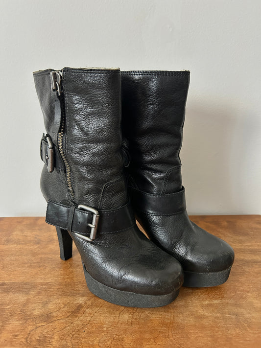 Nine West Black Platform High Heel Boots - 6