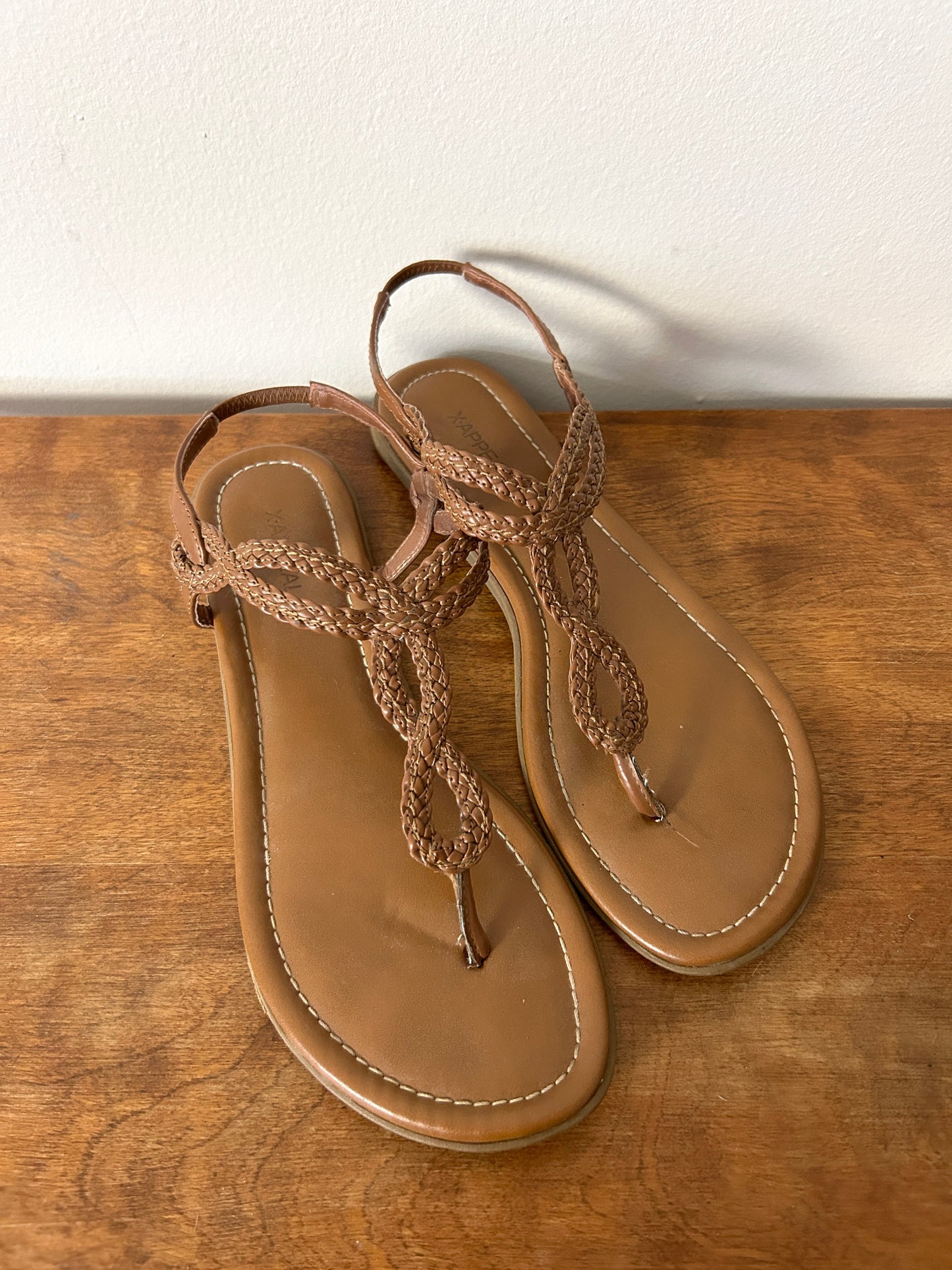 X-Appeal Brown Braided Sandals - 8