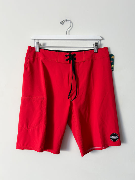 Hot Wax Surf Shop Red Swim Trunks - XS/30