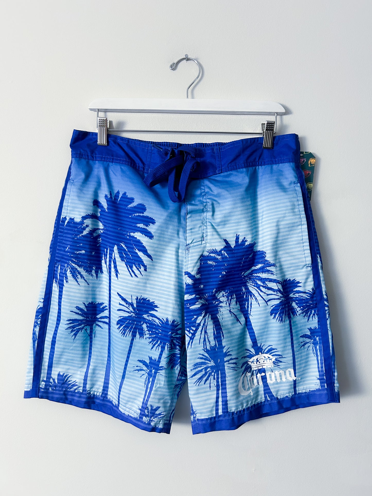 Corona Blue Palm Tree Swim Trunks - Medium