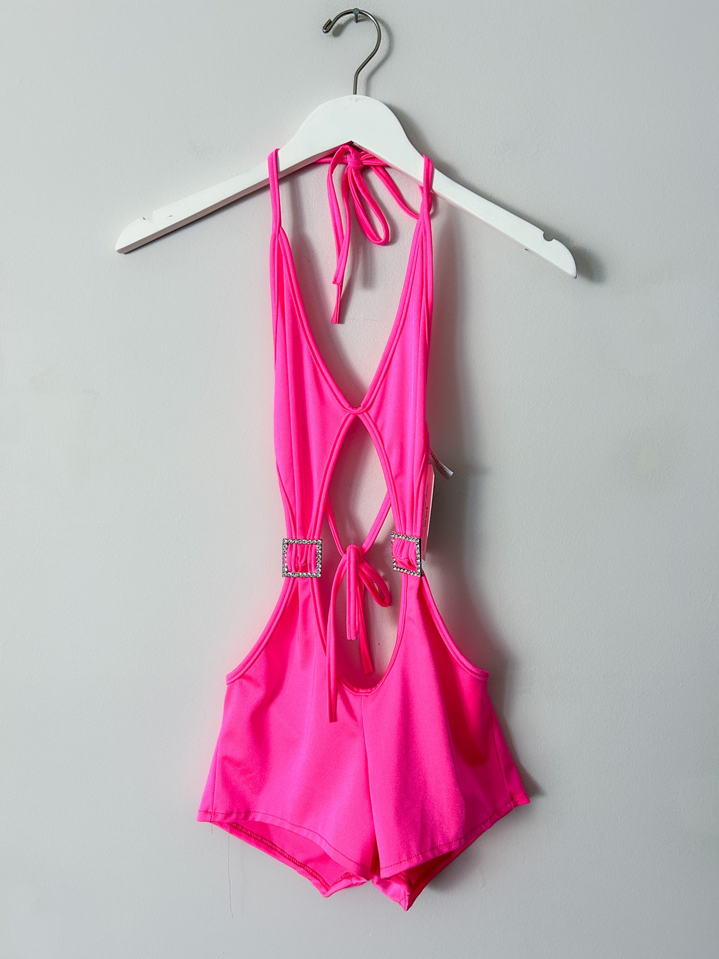 Body Launguage Neon Pink Romper Swimsuit - Small