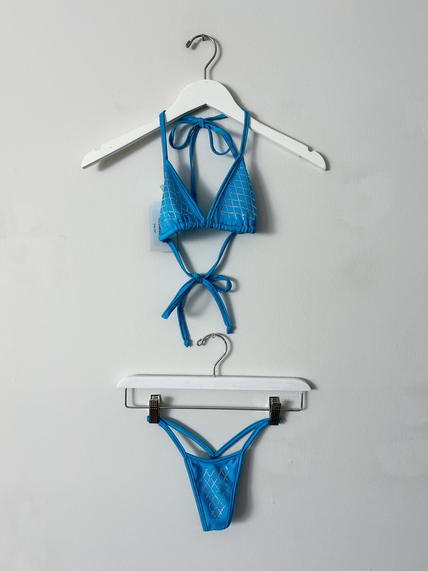 Blue Rhinestone Swimsuit Set - XS