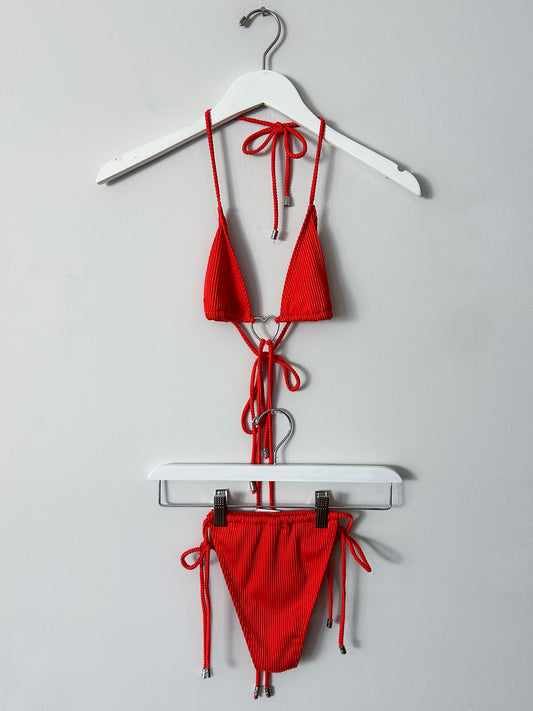 Nasty Gal Orange Heart Ring Swimsuit Set - 0