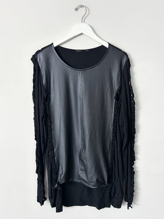 Black Front Faux Leather Top - L/XL