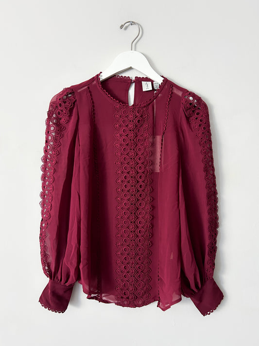 Joie Red Sheer Blouse - XS