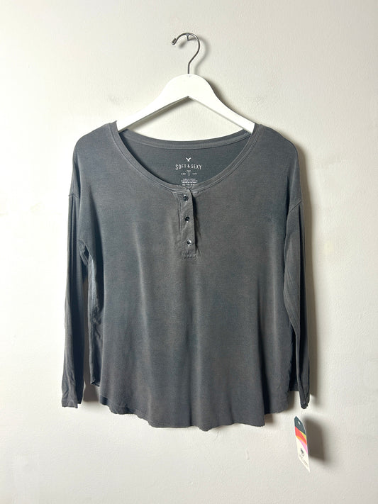 American Eagle Grey Henley - XS