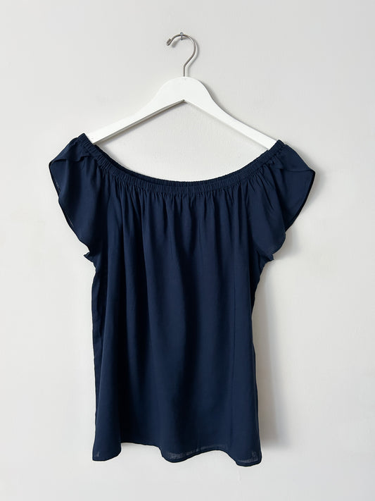 Ann Taylor Navy Off the Shoulder Top - Small