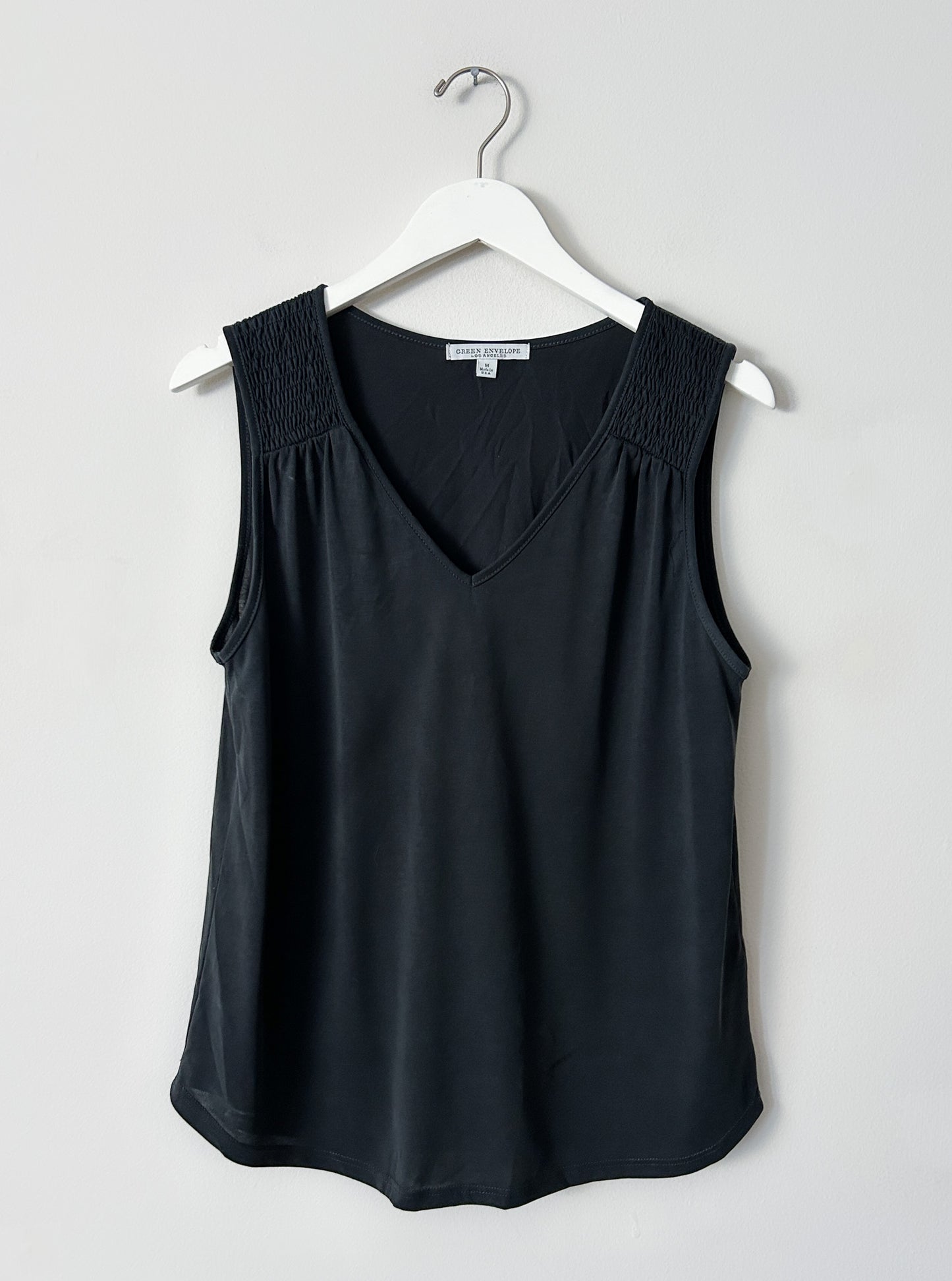 Green Envelope Black Tank Top - Medium