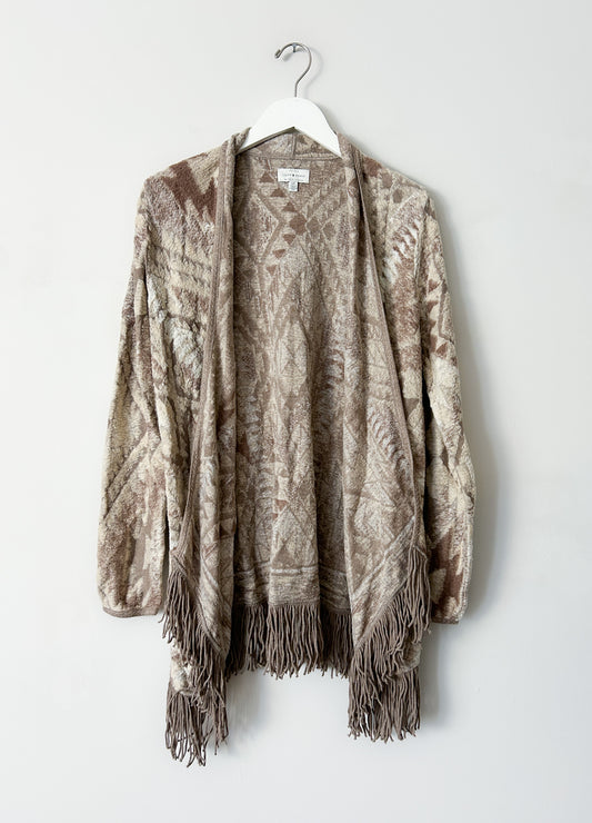 Lucky Brand Beige Fringed Cardigan - Small