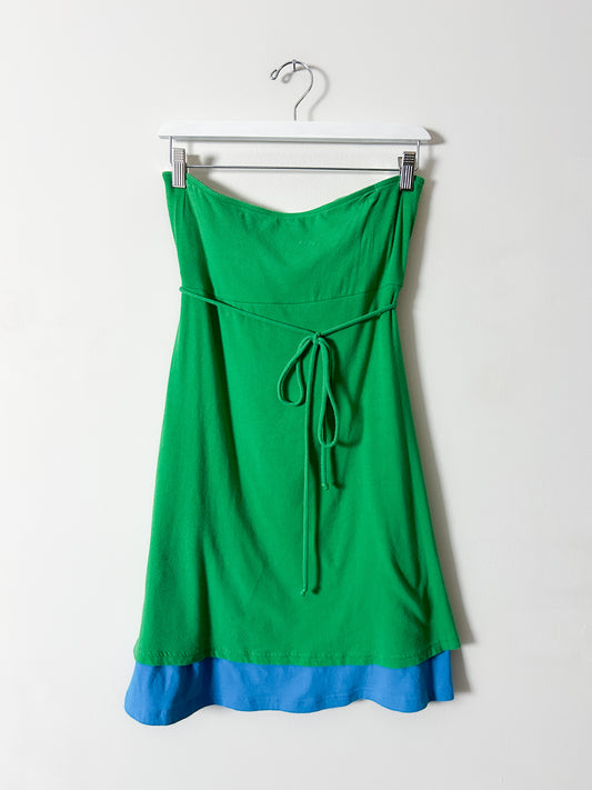 Vintage Y2K Moda International Strapless Green Dress - Medium