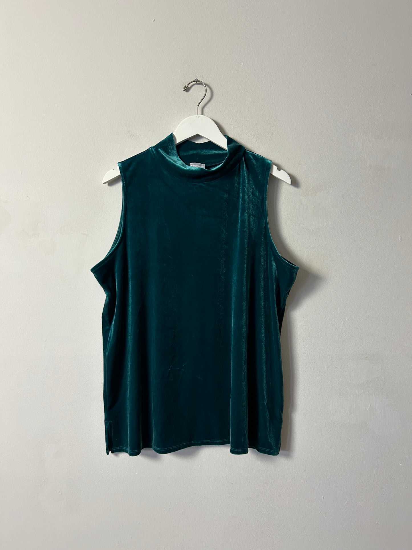 Chico's Green Velvet Mock Neck Tank Top - Plus 3