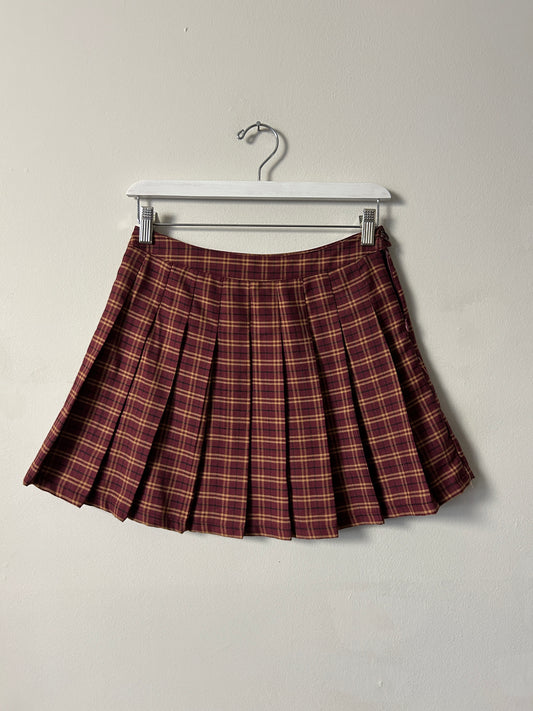 Forever 21 Red Plaid Pleated Mini Skirt - Small