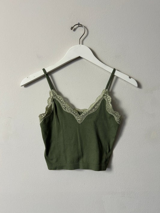 Wild Fable Green Crop Lace Cami - Medium