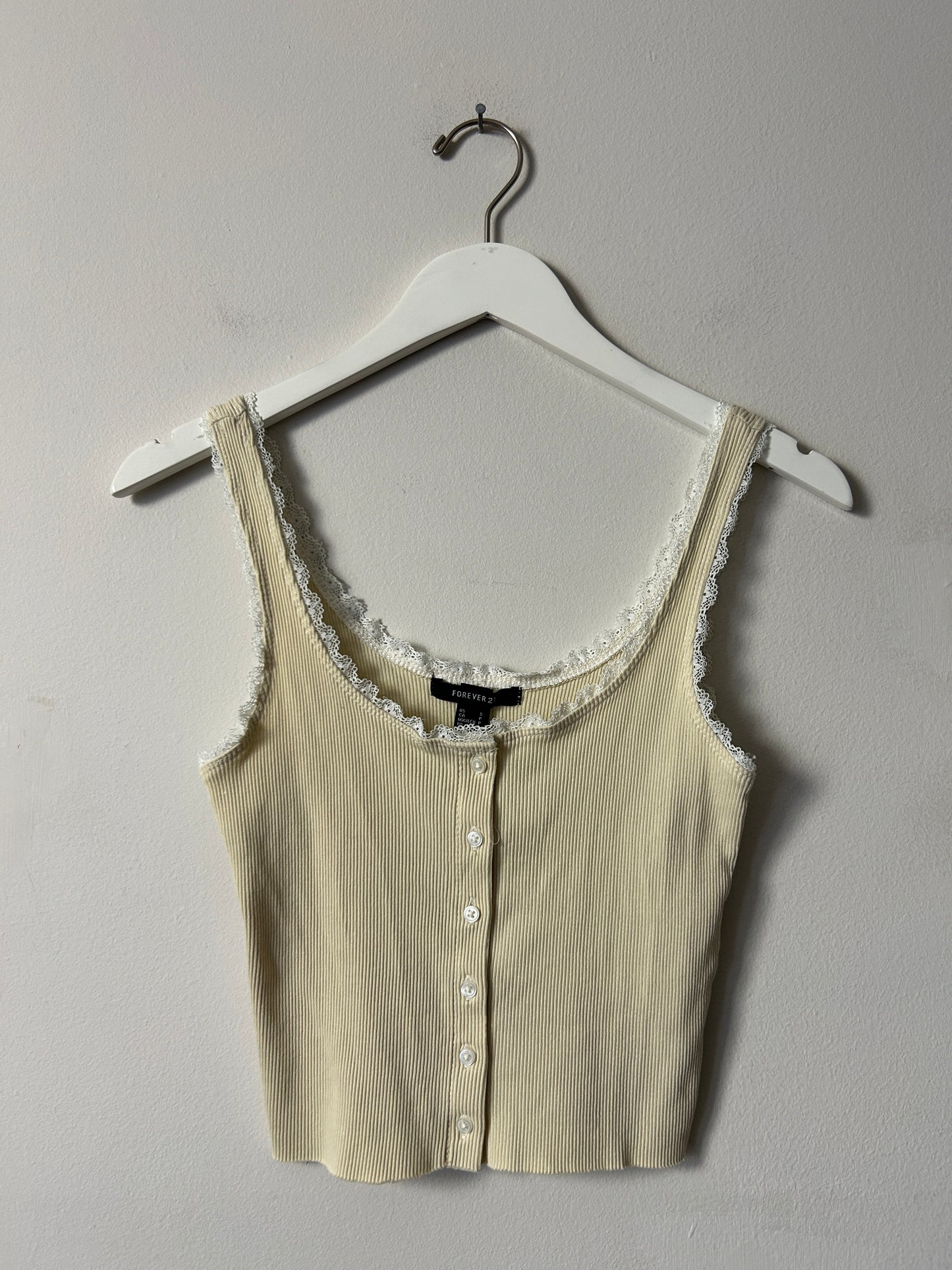 Forever 21 Cream Ribbed Tank - Small