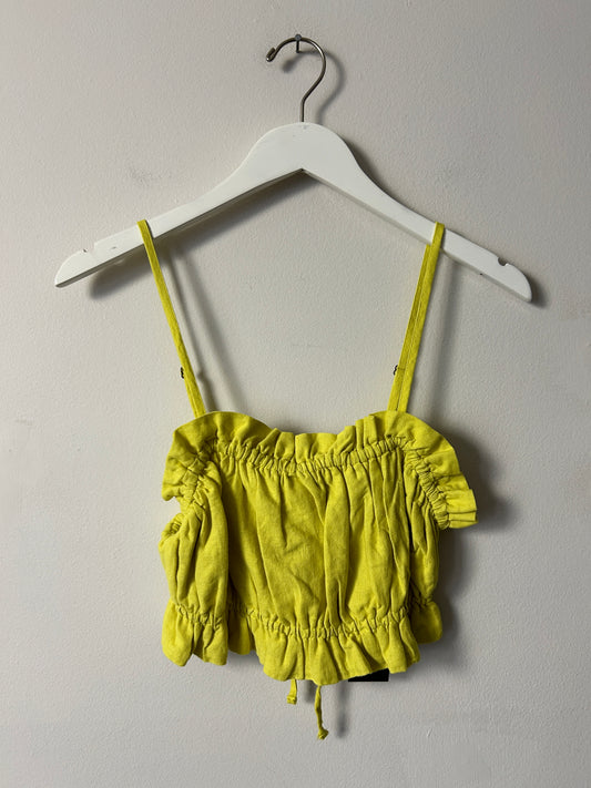 Wild Fable Chartreuse Ruffle Crop Top - Small