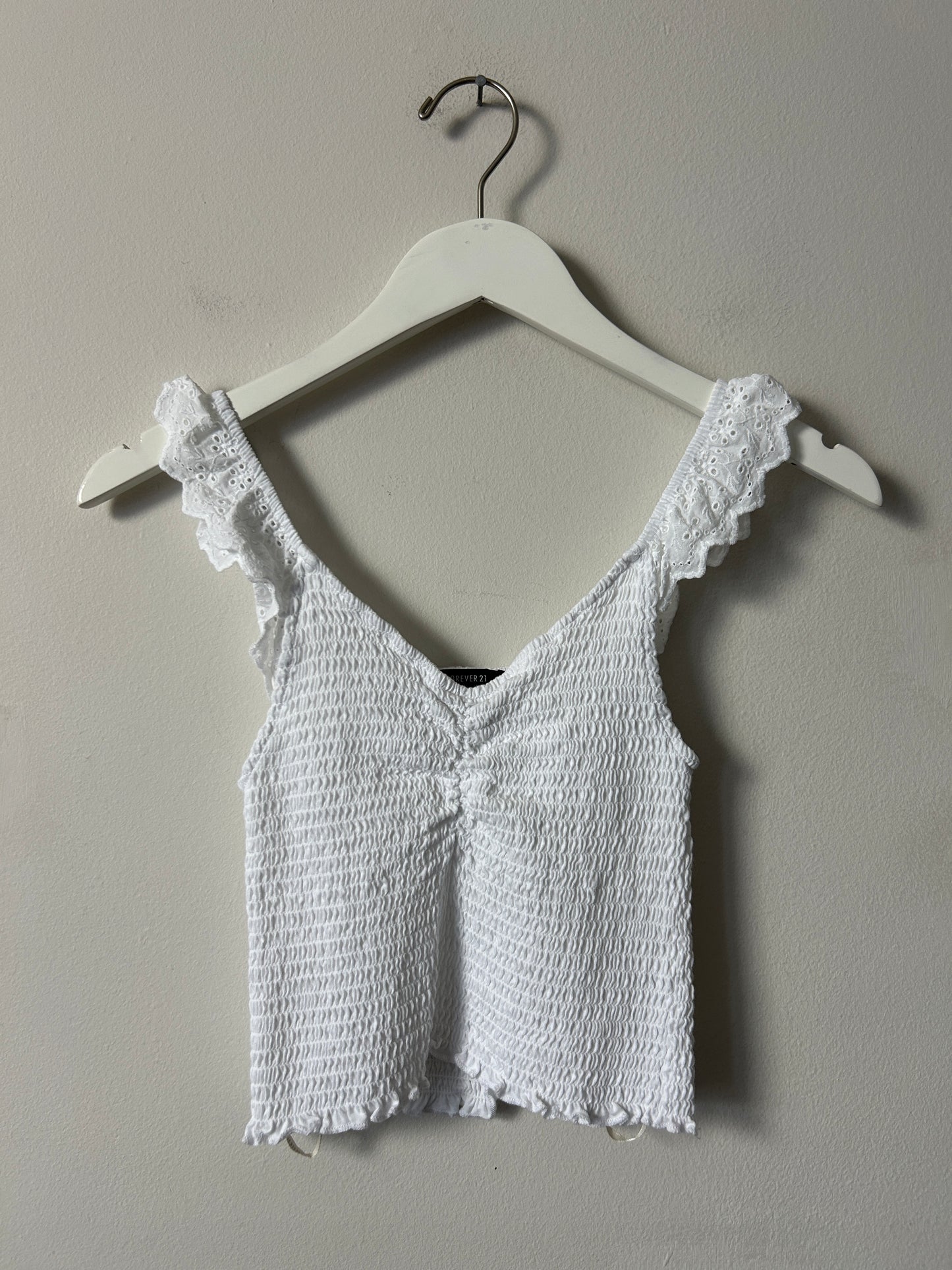 Forever 21 White Smocked Camisole - Small