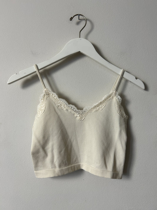 Wild Fable Ivory Crop Lace Cami - Medium