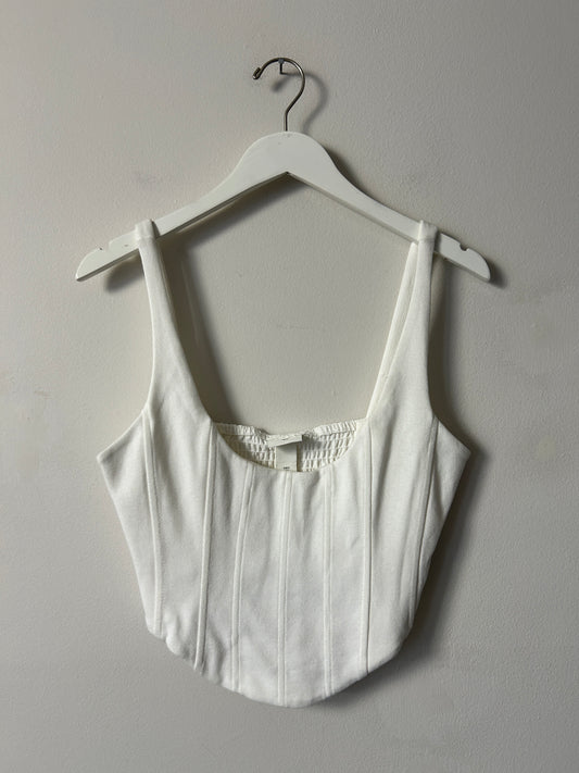 H&M White Knit Corset Tank - Small