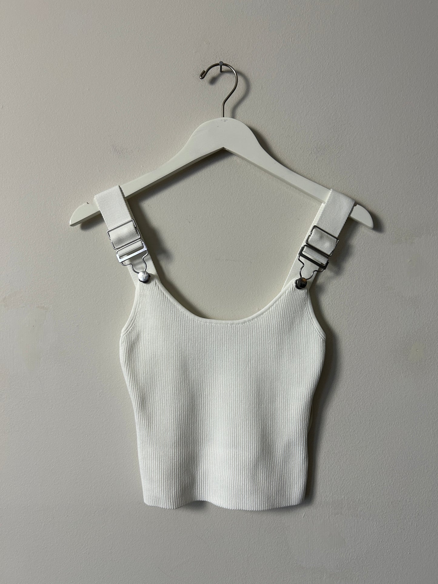 Wrangler + Staud White Knit Snap Strap Tank - Small