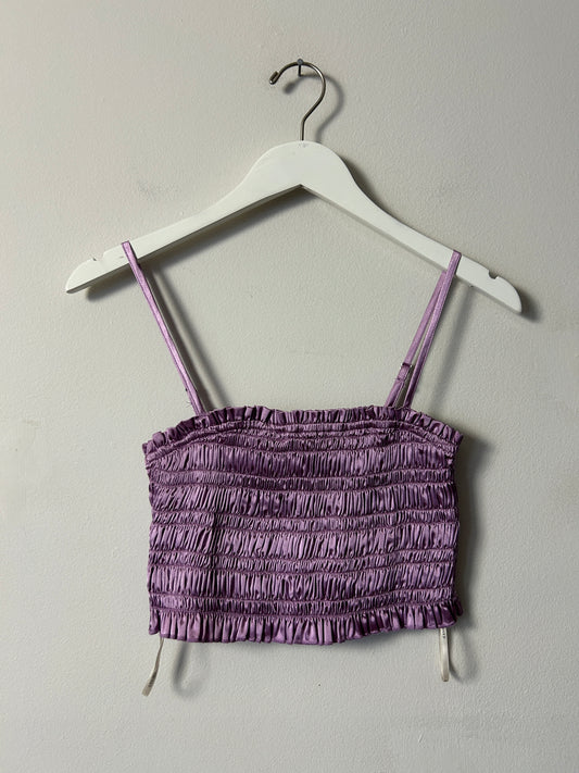 Forever 21 Purple Satin Smock Crop Cami - Small