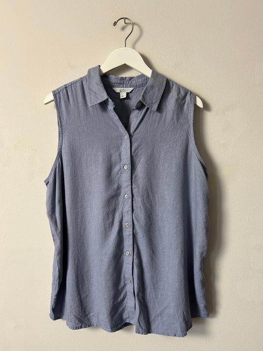 Croft & Barrow Light Blue Button Front Blouse, Sleeveless - Large