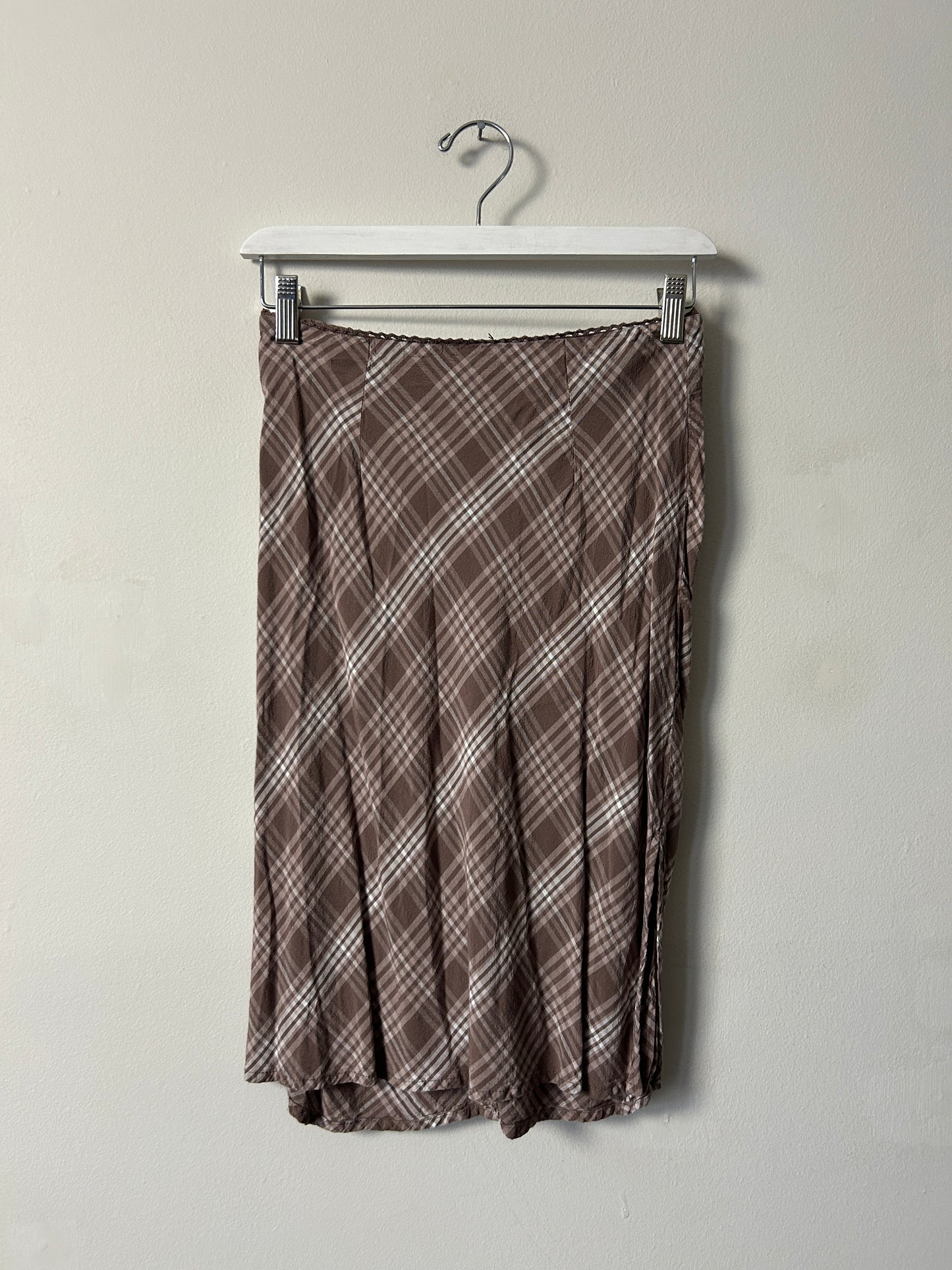 Aeropostale Tan Plaid Bias Skirt - XS