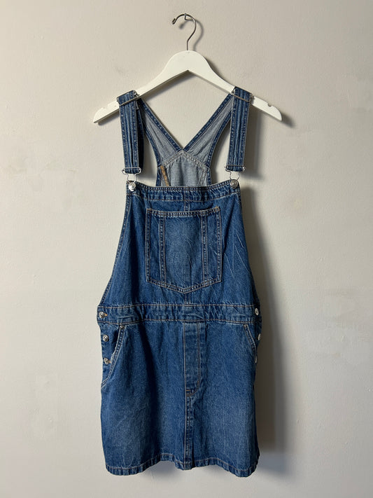 H&M Mid Wash Overall Mini Dress - 14