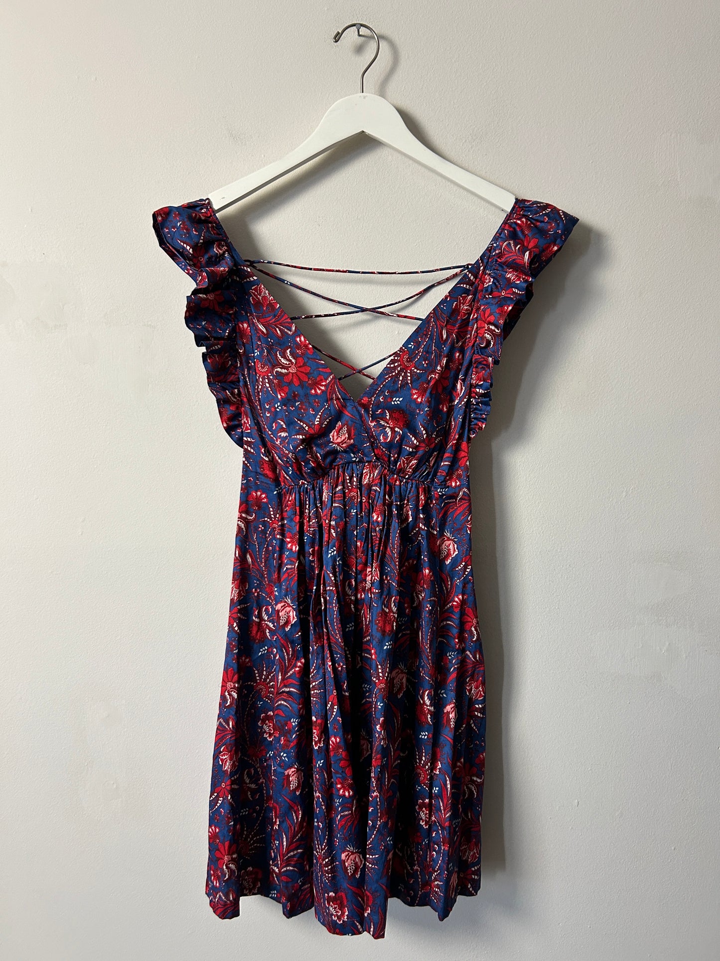 Chufy x Mango Blue/Red Floral Babydoll Dress - 6