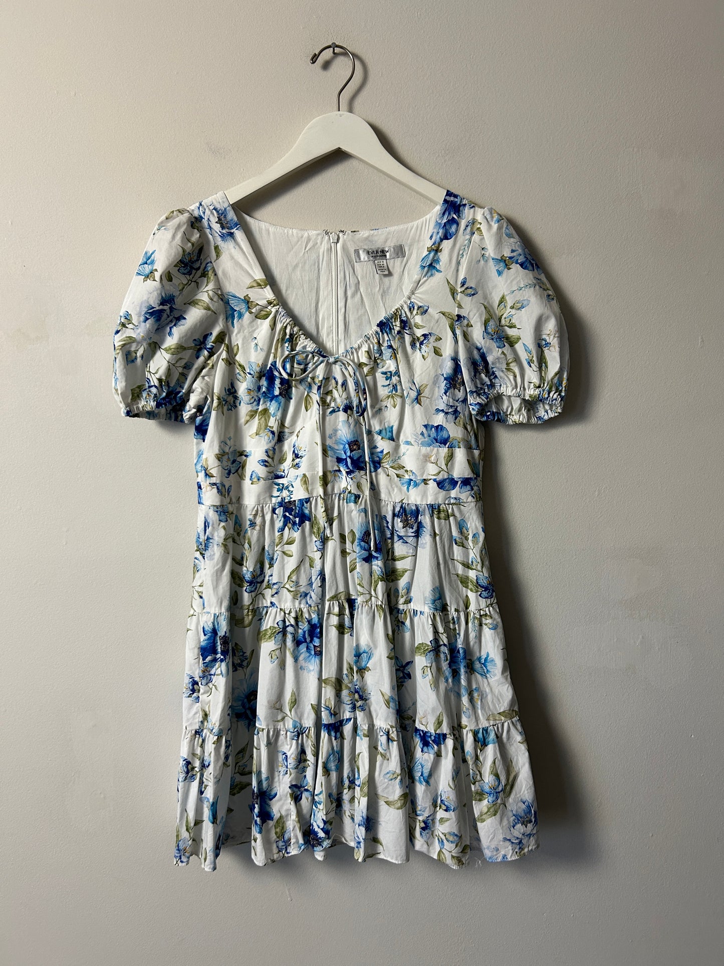 Ever New White/Blue Floral Mini with Tiered Skirt - 8