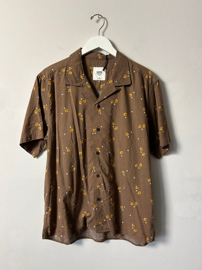 Katin Brown Floral Print Short Sleeve Button Up - Medium