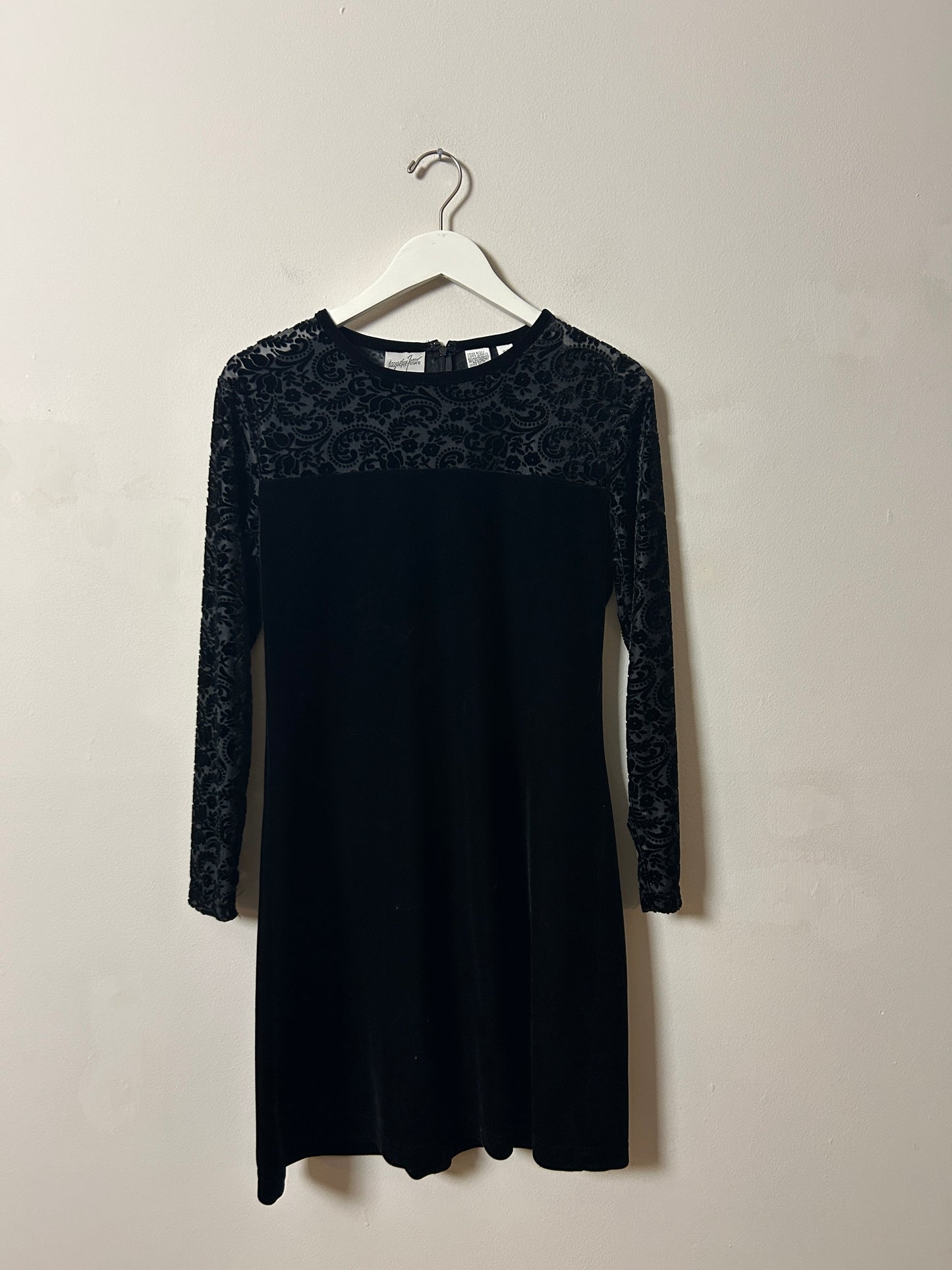 Vintage Jacqueline Ferrar Black Velvet Dress - 8