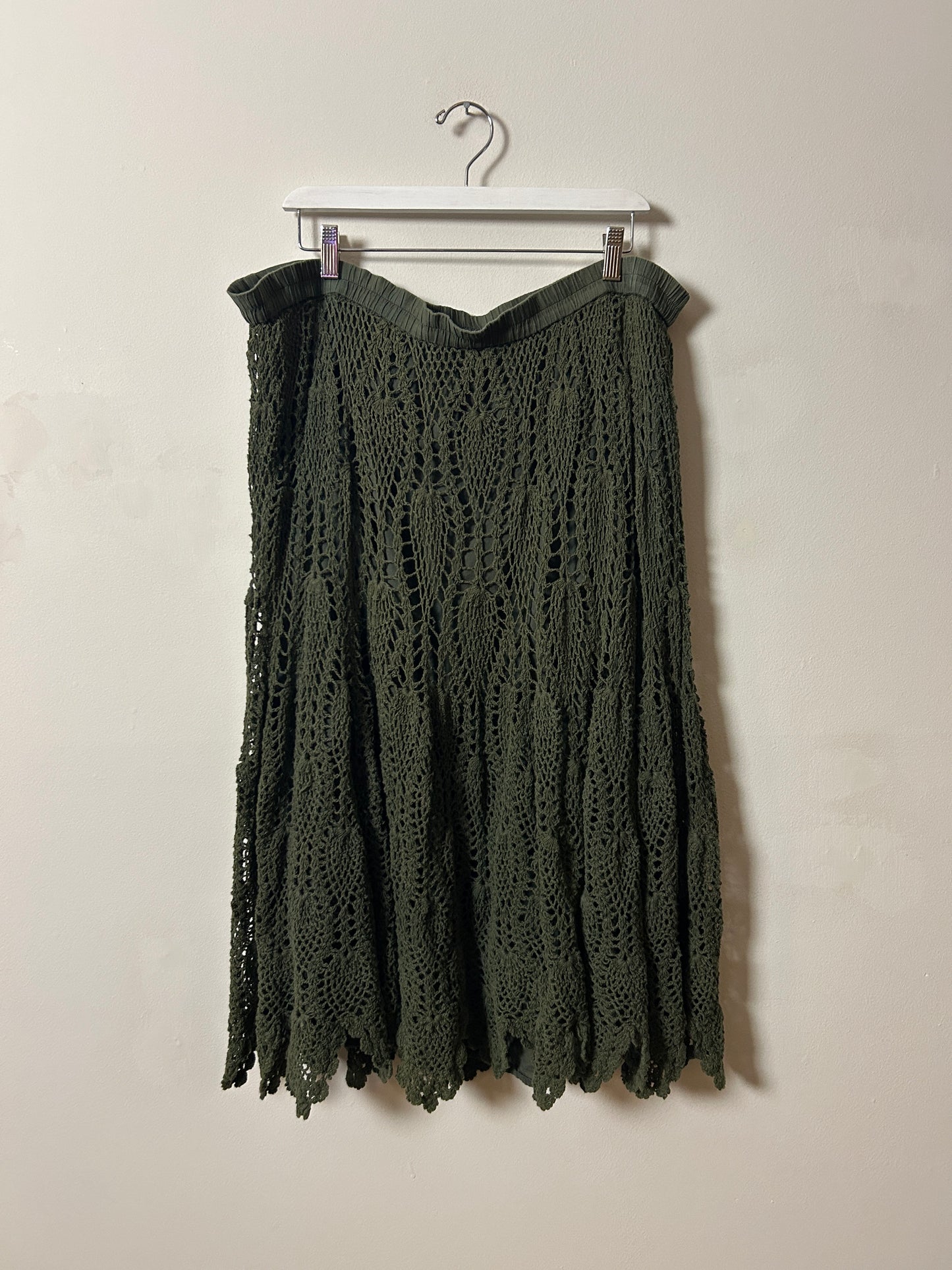 Monroe & Main Green Crochet Maxi Skirt - 1X