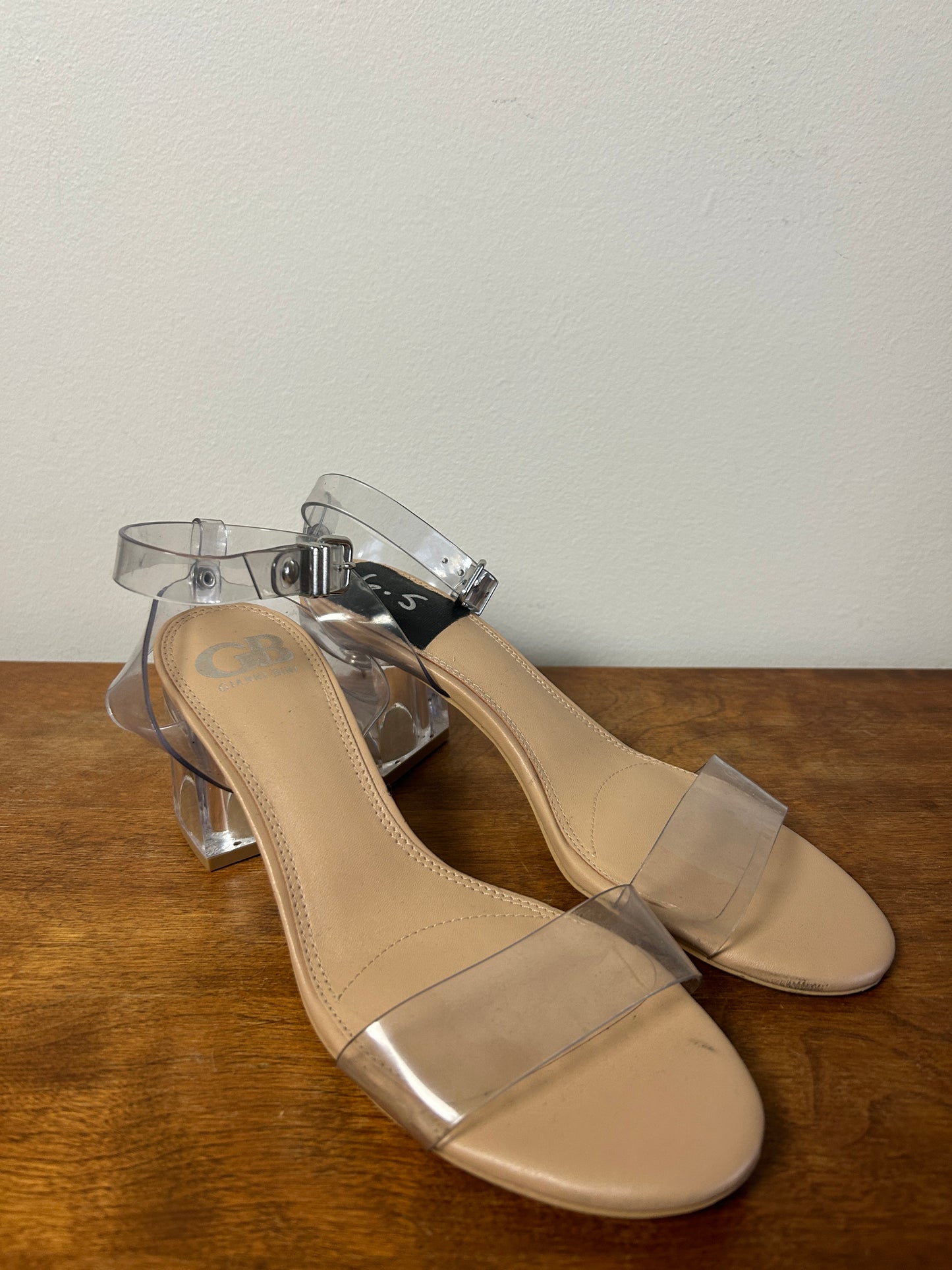 Gianni Bini Nude/Clear Acrylic Sandal Heels - 6.5